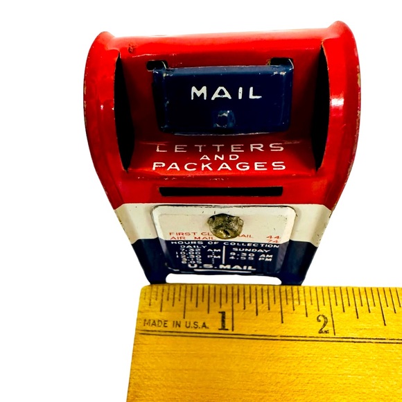 Tin Mail Box Letters & Packages US Mail Still Piggy Bank Made In Japan. Vintage - Picture 13 of 14